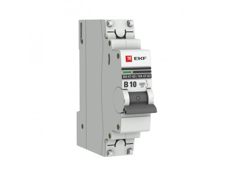 Автоматический выключатель 1P 10А (B) 6кА ВА 47-63 EKF PROxima mcb4763-6-1-10B-pro