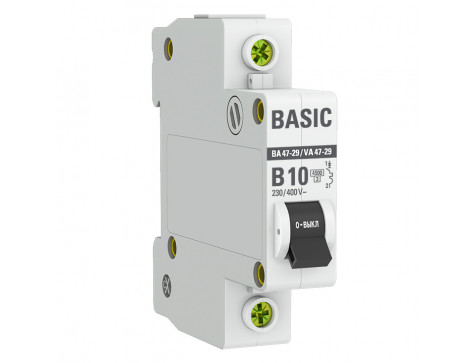Автоматический выключатель 1P 10А (B) 4,5кА ВА 47-29 EKF Basic mcb4729-1-10-B