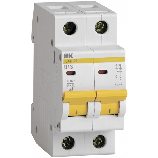 Автоматический выключатель ВА47-29 2Р 13А 4,5кА х-ка В ИЭК MVA20-2-013-B