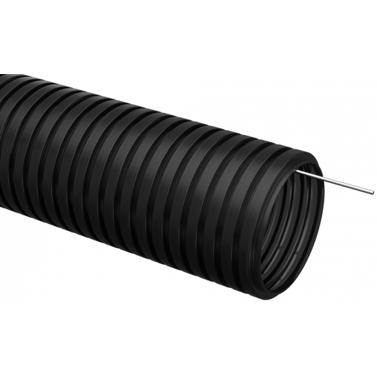 Труба гофрированная ПНД d 20 с зондом (100 м) ИЭК черный CTG20-20-K02-100-1